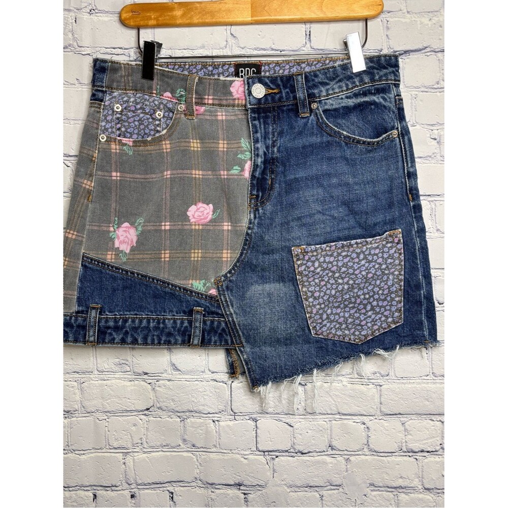 Urban Outfitters BDG Denim Floral Streetwear Boho Festival Patchwork Skirt M
